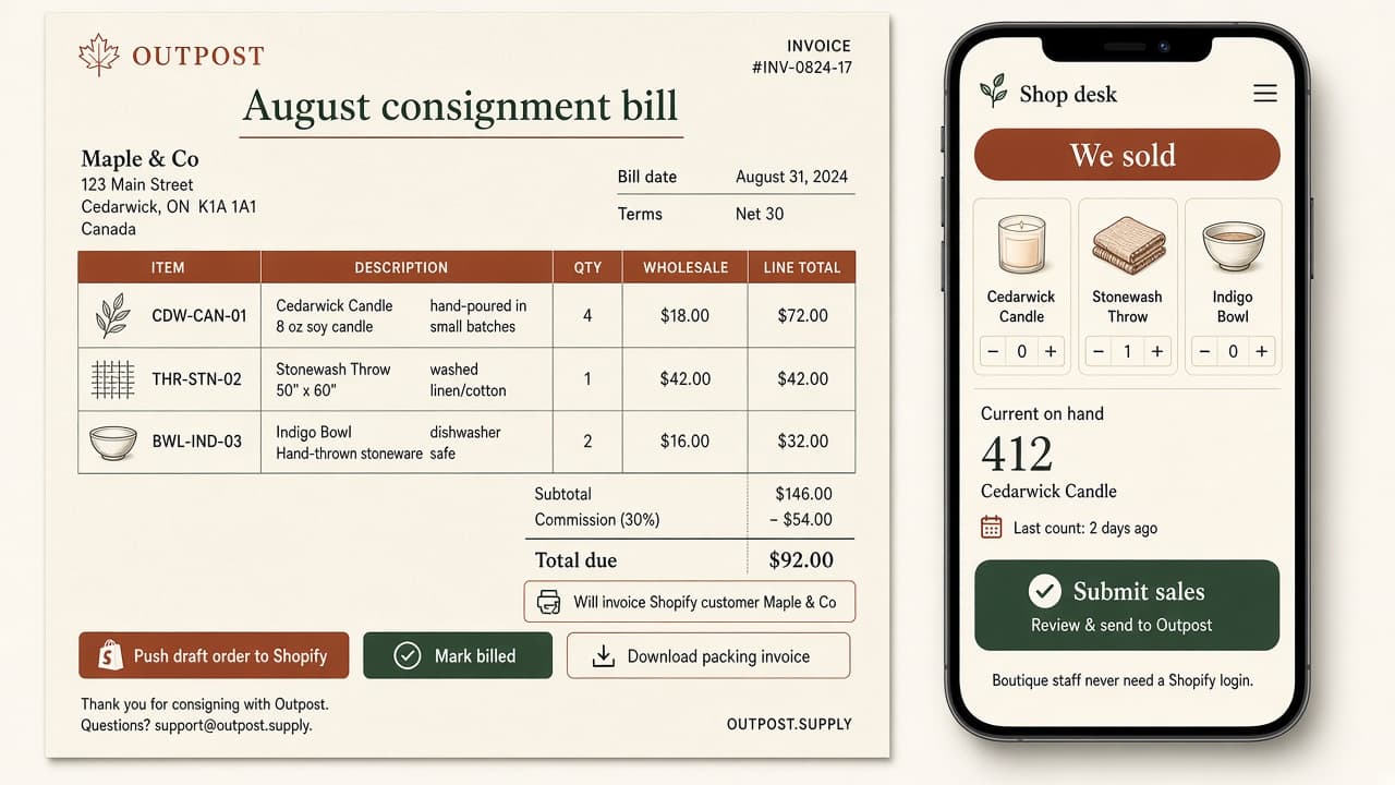 Sales invoice and shop visit concept